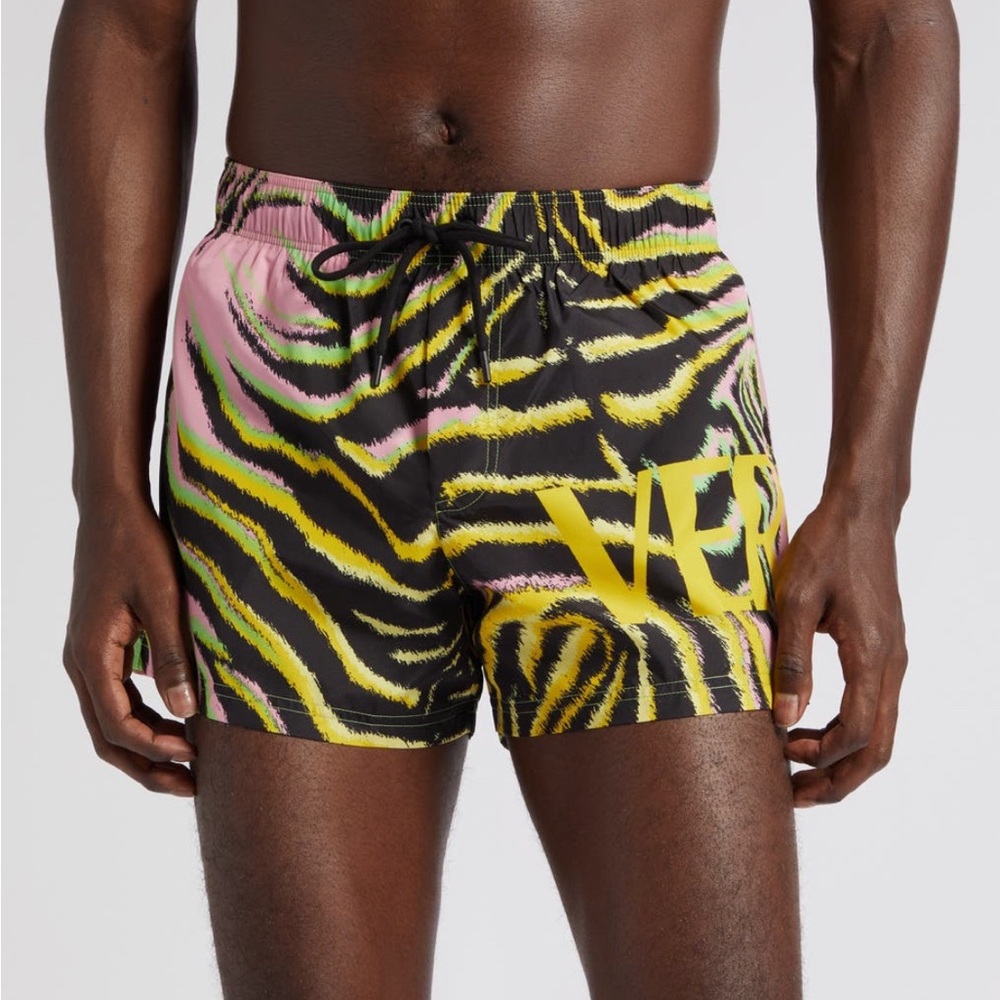 New Authentic Versace Animal Print Swim Trunks